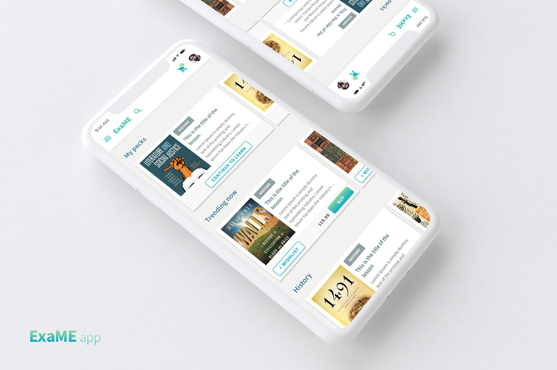 ExaMe exam preparation app - DigitalSkin Design