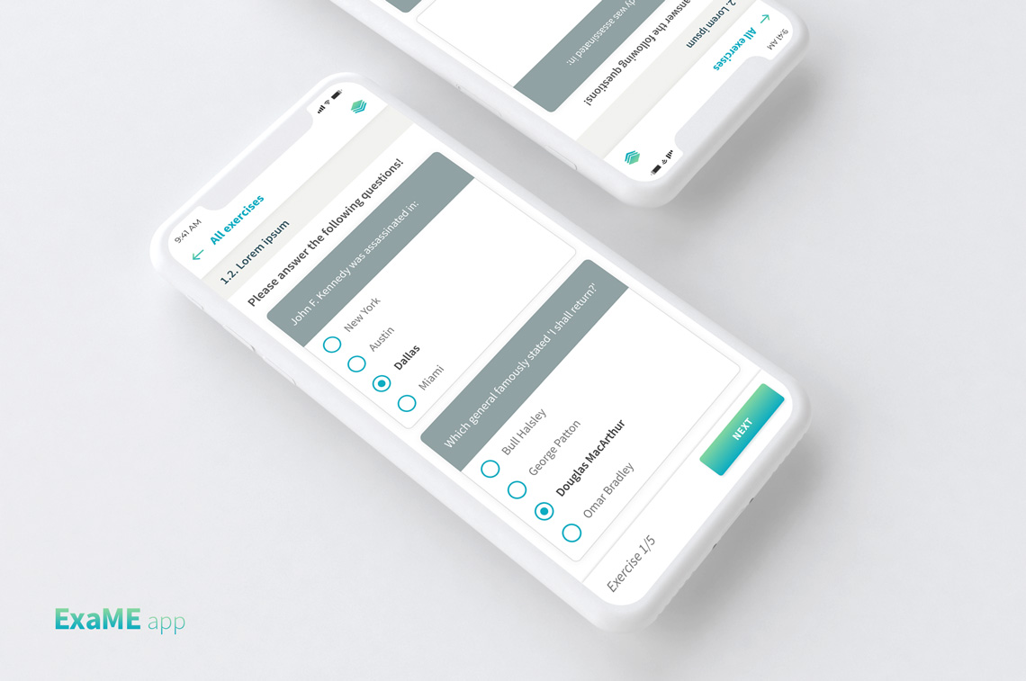 ExaMe exam preparation app - DigitalSkin Design