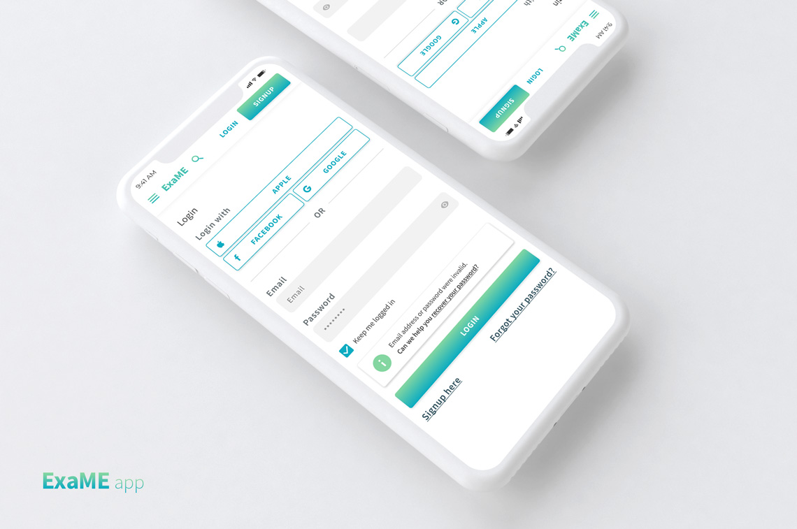 ExaMe exam preparation app - DigitalSkin Design