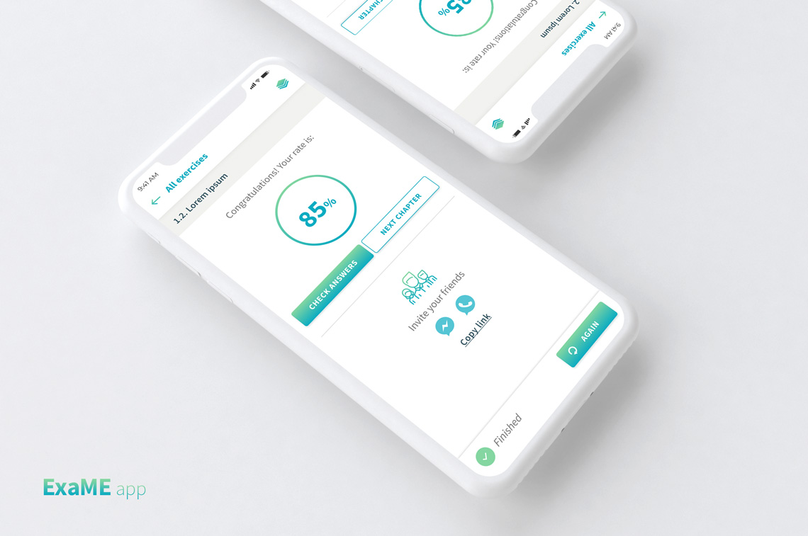 ExaMe exam preparation app - DigitalSkin Design