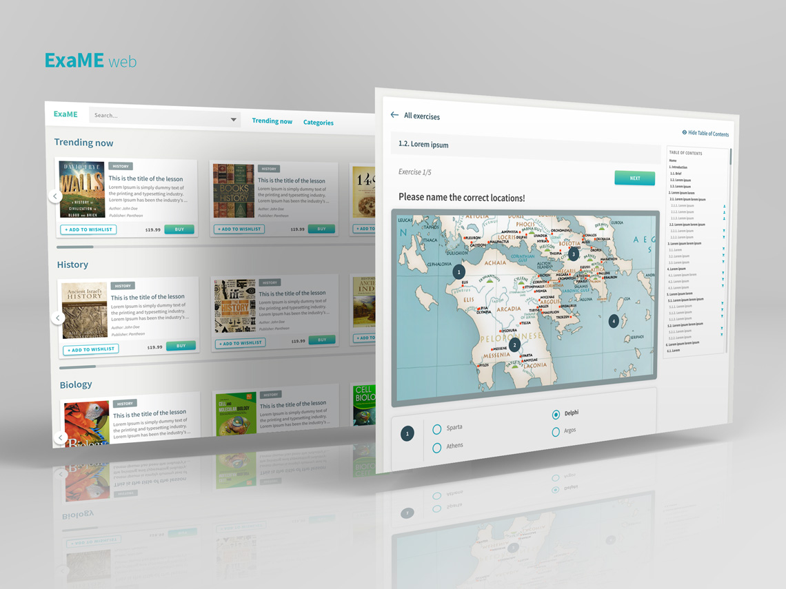 ExaMe exam preparation app - DigitalSkin Design